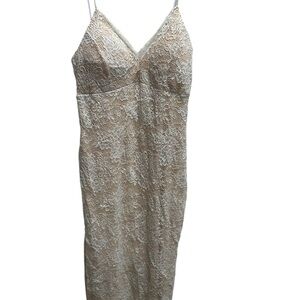 White and Nude Lace Slip Dress